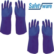 2 Pr Safetyware Double Coated PVC Industrial Anti Chemical Acid Long Work Gloves