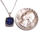 New 925 Sterling Silver  Lab created sapphire pendant chain necklace 2.3g 18" — photo 4