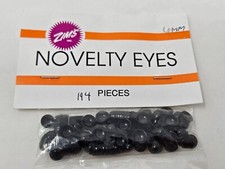 144 Zims 6mm Black Half Round Plastic Paste-On Eyes Noses Amigurumi Craft Doll