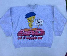 Vntage 1996 Freeze Tweety Bird Bad Looney Tunes Sweatshirt Crewneck XL Gray