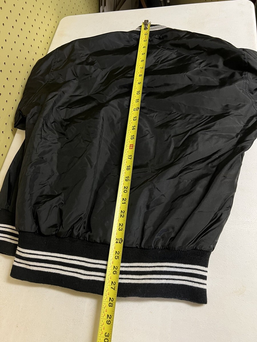 NOS Vintage 80s West Wind Black Snap Nylon Satin Jacket Sz S