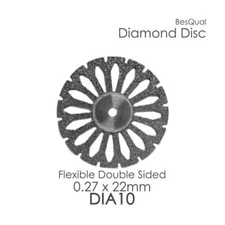 Dental Lab Slotted Serrated Diamond Disc Dia-10 with free mandrel 0.27mm x 22mm