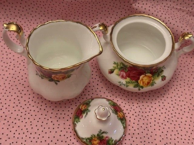 Royal Albert Old Country Roses 3-Piece (Teapot, Sugar & Creamer) Tea Set, NEW