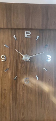 Silver Large Number Wall Clock Quartz 3D Home Kitchen Living Room Décor New - Picture 6 of 14