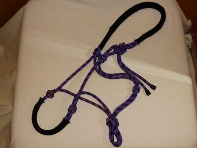 Knotenhalfter Two Tone Optik lila schwarz, Nase&Genick überzogen VB/WB Cob/Full