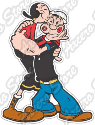  Popeye the Sailor Olive Oyl Love Cartoon Car Bumper Vinyl Sticker Decal 4''X5''