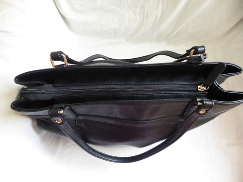 Borsa a tracolla o tote L.credi in pelle nera misura grande 14"w x 12"h - Foto 5 di 9