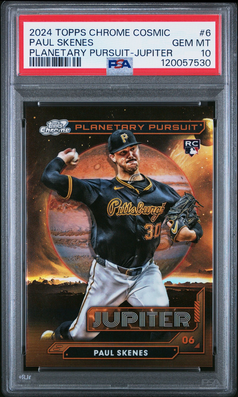 2024 TOPPS CHROME COSMIC PLANETARY PURSUIT JUPITER #6 PAUL SKENES PSA 10