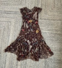 JOHNNY WAS BIYA Mesh Cami Lined Embroidered Dress Size XS