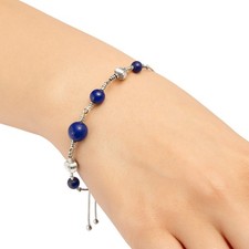Premium Lapis Lazuli - Afghanistan 925 Sterling Silver Bracelet Jewelry B-1024