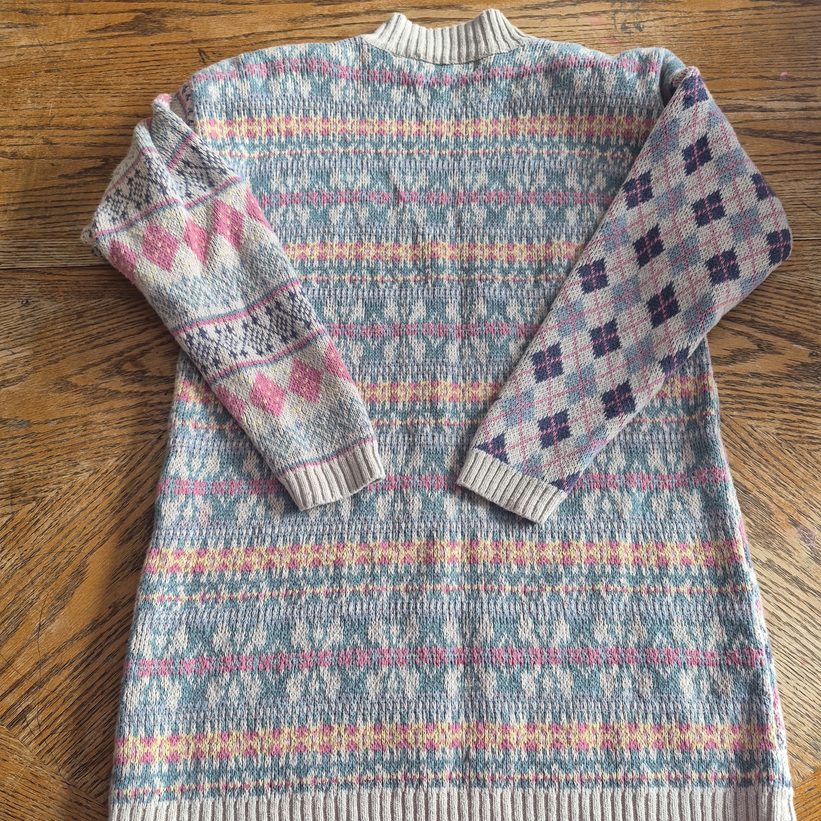 Westbound Linen And Cotton Patchwork Sweater Long… - image 6