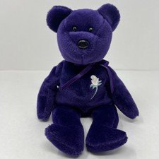 Ty Princess Diana Purple Bear Beanie Baby Plush 1997 Retired PE Pellets