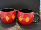 Disney Store Mickey Mouse Mugs (2) Red Body Gold Buttons 16 oz — photo 1