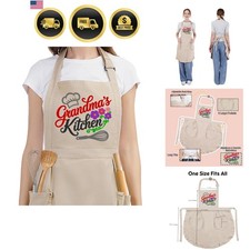 Embroidered Floral Kitchen Apron with Pockets  Ruffles