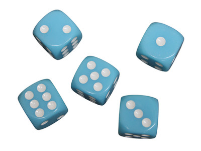 Blickdicht hellblau 14 mm D6 Rollenspiel Würfel mit weißen Punkten