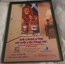 Lion King Disney Channel Premiere Vi Vintage Print Ad 1996 Framed 8.5x11 