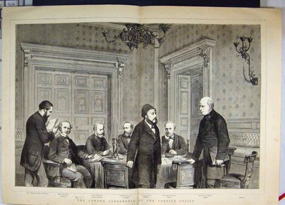 Original alter antiker Druck 1871 London Conference Foreign Office World Leaders