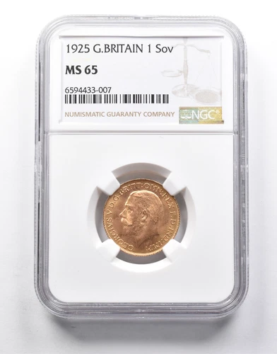 MS65 1925 Great Britain 1 Sovereign Gold Coin NGC *0135