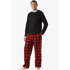 Men  s M Holiday Pajama Set Red/Black Plaid Includes New Matching Socks - EUC