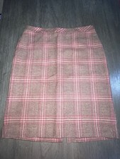 Talbots Women s Sz 8 Wool Blend Pink And Brown Geometric Pattern Business Skirt