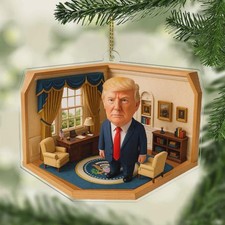 President Trump in the Oval Office 2D Acrylic Ornament, MAGA 2025 Ornament