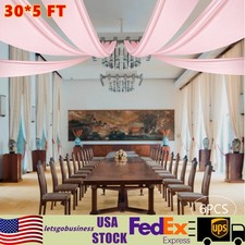 6pcs Pink Sheer Voile Backdrop Ceiling Drapes Draping Decor Chiffon Curtains