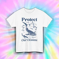 Protect Our Oceans Shirt Whale Shark Save Marine Life Environmental Nature Tee
