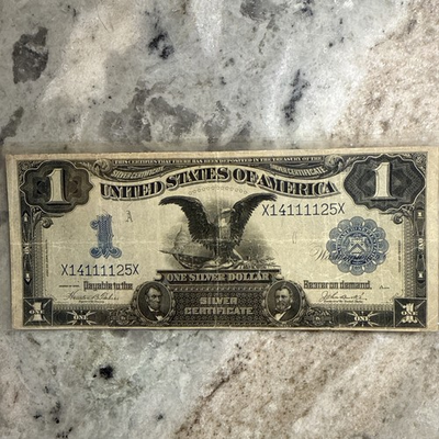 #ad #ad 1899 $1 Black Eagle Silver Certificate Fr#233 Circulated VF VF Nice Serial # $250.00