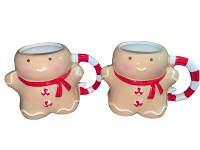 2 Pack. Gingerbread Man Mug Christmas Festive Ceramic 14.2 fl Oz.