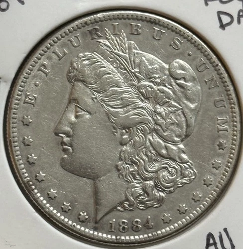 1884-S Morgan Silver Dollar- Hard Date - Light Breast Feathers. AU Details 🪙