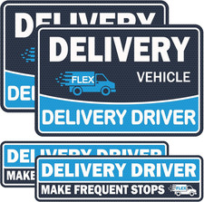 4 Pack Heavy Duty Flex Delivery Driver Car Magnets, Reflective Caution Frequent