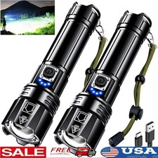 Tactical Rechargeable Flashlight LED 5000mAh Waterproof USB Power Bank 5 Modes