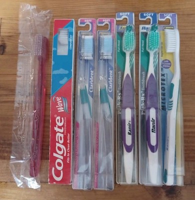 Vintage Old Stock Toothbrush Lot x7 Colgate, Ranir, Wave, Plak-rx, Clarident 