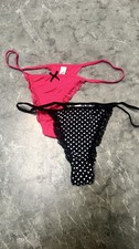 New 2Pk Nylon Second Skin Thong Bikini Panties Smooth Stretchy Silky Smooth SzL