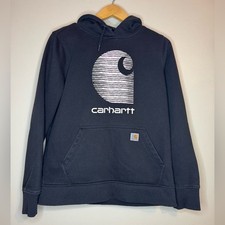 Carhartt Rain Defender Logo Hoodie Black Relaxed Fit M
