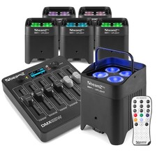 BeamZ BBP54 Wireless Uplighters - 6x Battery Operated LED Wall Wash Lights