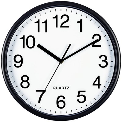 Black Wall Clock, Large 13-Inch Silent Non Ticking Quartz Battery Operated Ro...