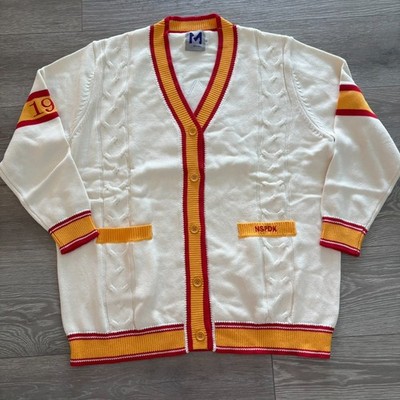 NWT Phi Delta Kappa Sorority White Long Sleeve Cotton Knit Cardigan Sweater 3XL