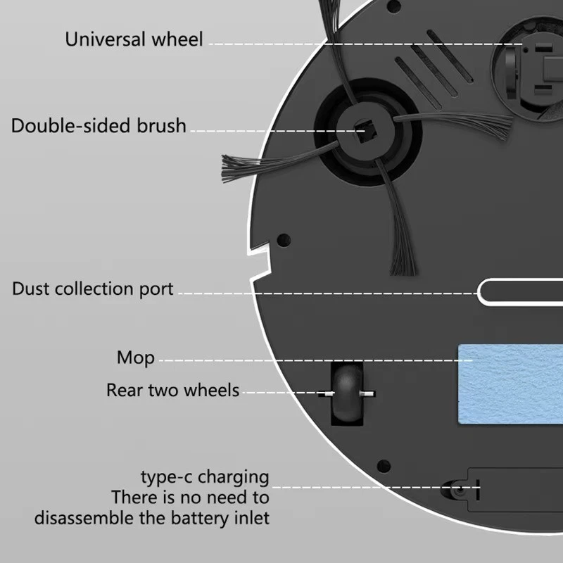 3-in-1 Robot Vacuum Cleaner | Vacuum & Mopping Robot | 6000 Pa | Smart Cleaner - Image 3 of 4