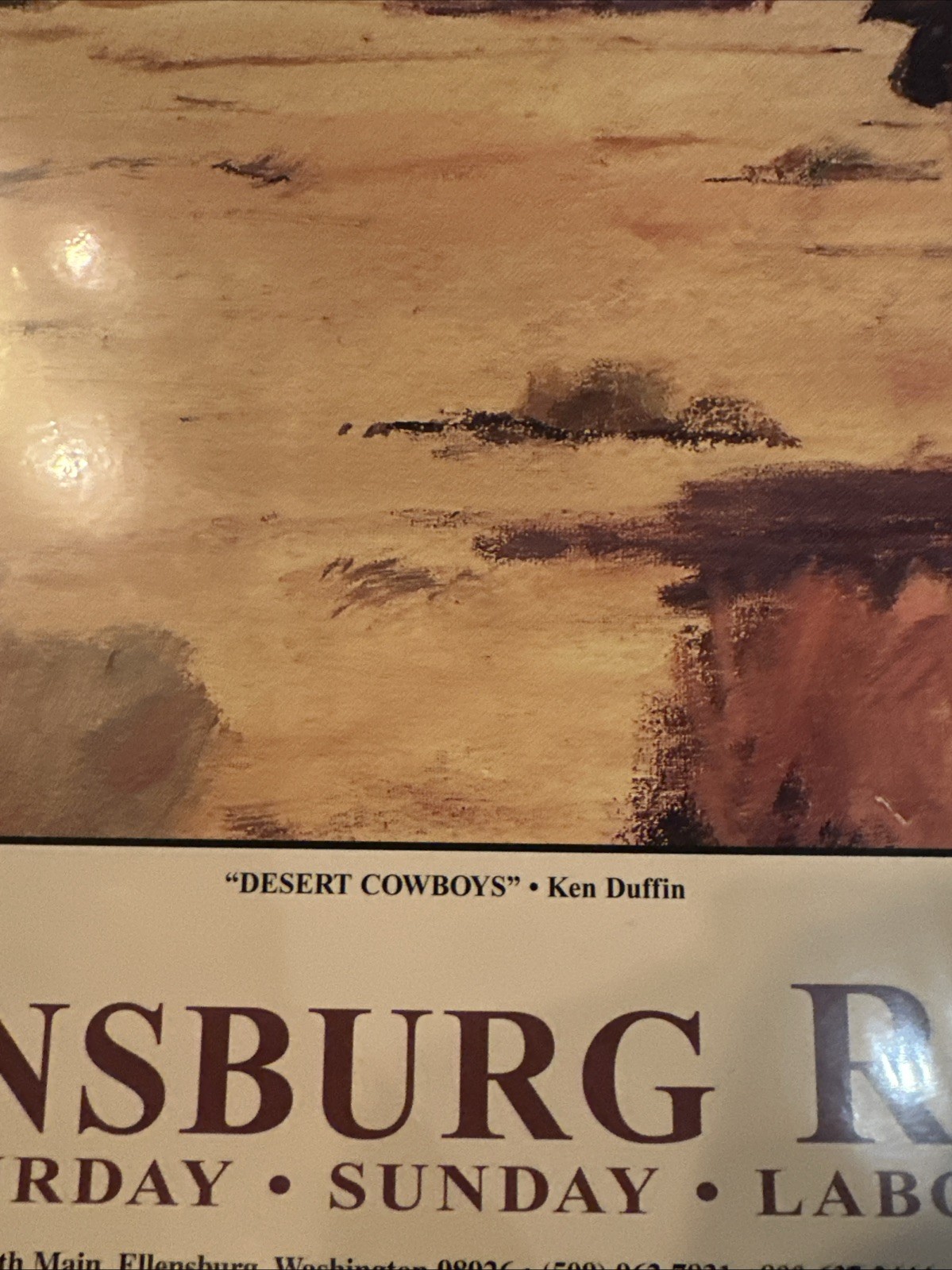 Ellensburg Washington Rodeo  Western Art Show Auction 1990 Poster 17x23 Signed