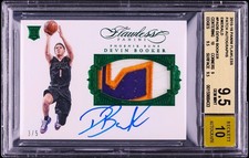 2015-16 FLAWLESS DEVIN BOOKER EMERALD PATCH AUTO RPA # 3/5 BGS 9.5 | 10 AUTO