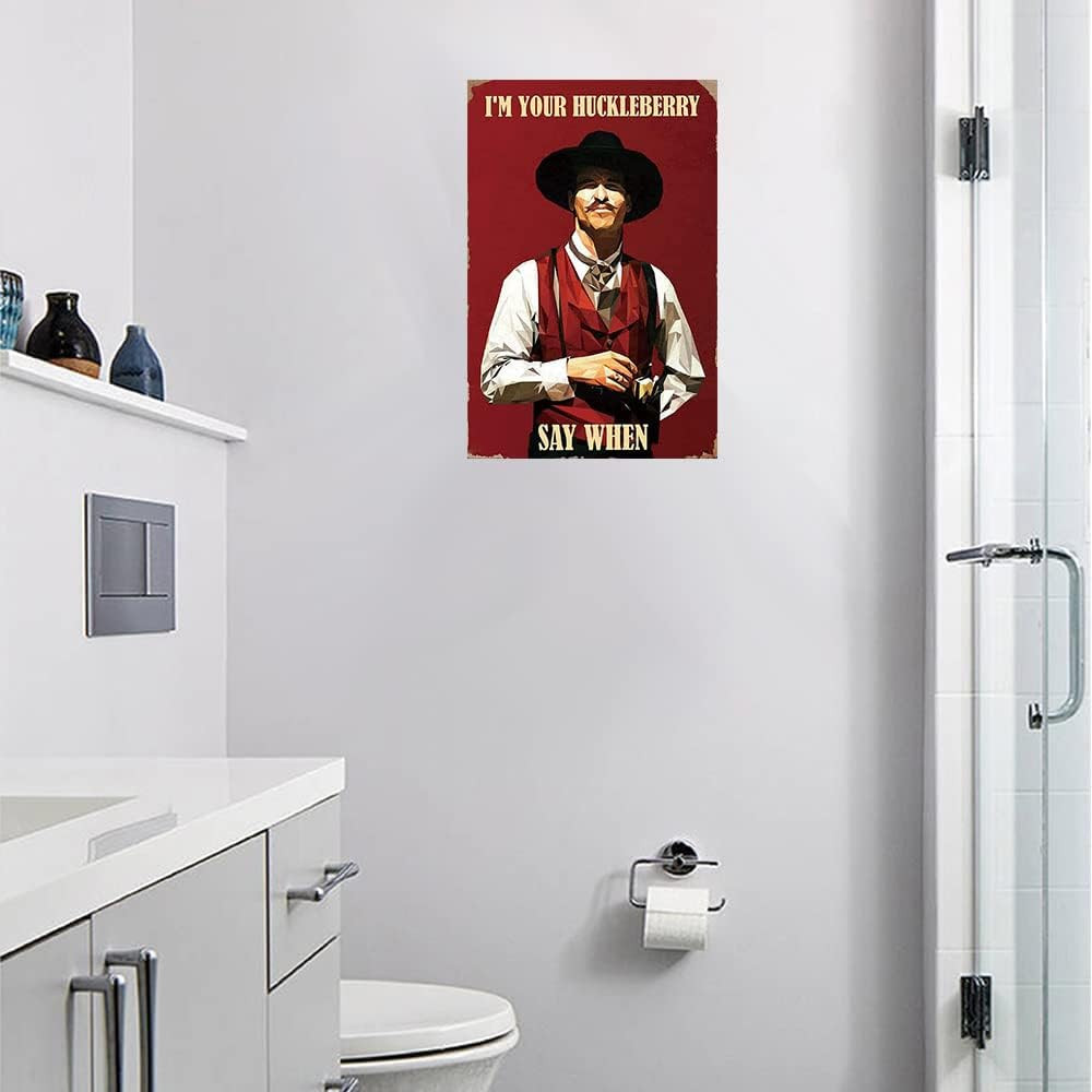 Man Cave Decor West Cowboy Movie Metal Sign Doc Holiday Tin Signs Vintage Movie