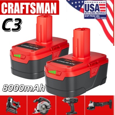 2Pack for Craftsman 19.2 Volt 11375 8.0AH Battery C3 130279005 11376 130279003