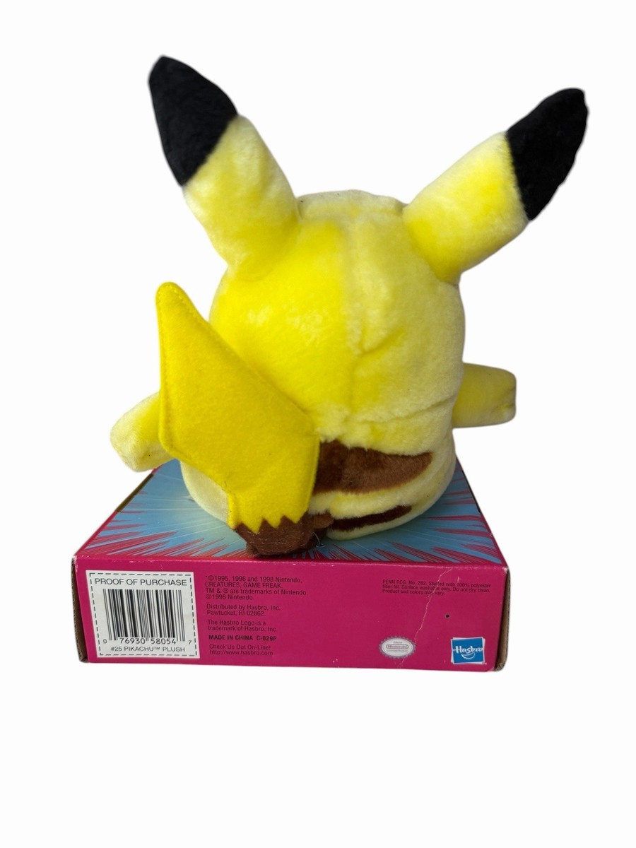 Vintage 1998 Pikachu Plush #25 Hasbro Pokemon w/ Original Box Toy