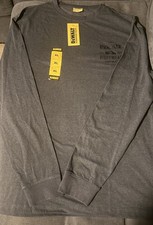 DEWALT Men's Charcoal Poplin LongSleeve Logo Solid Midweight T-Shirt Sz X-Large