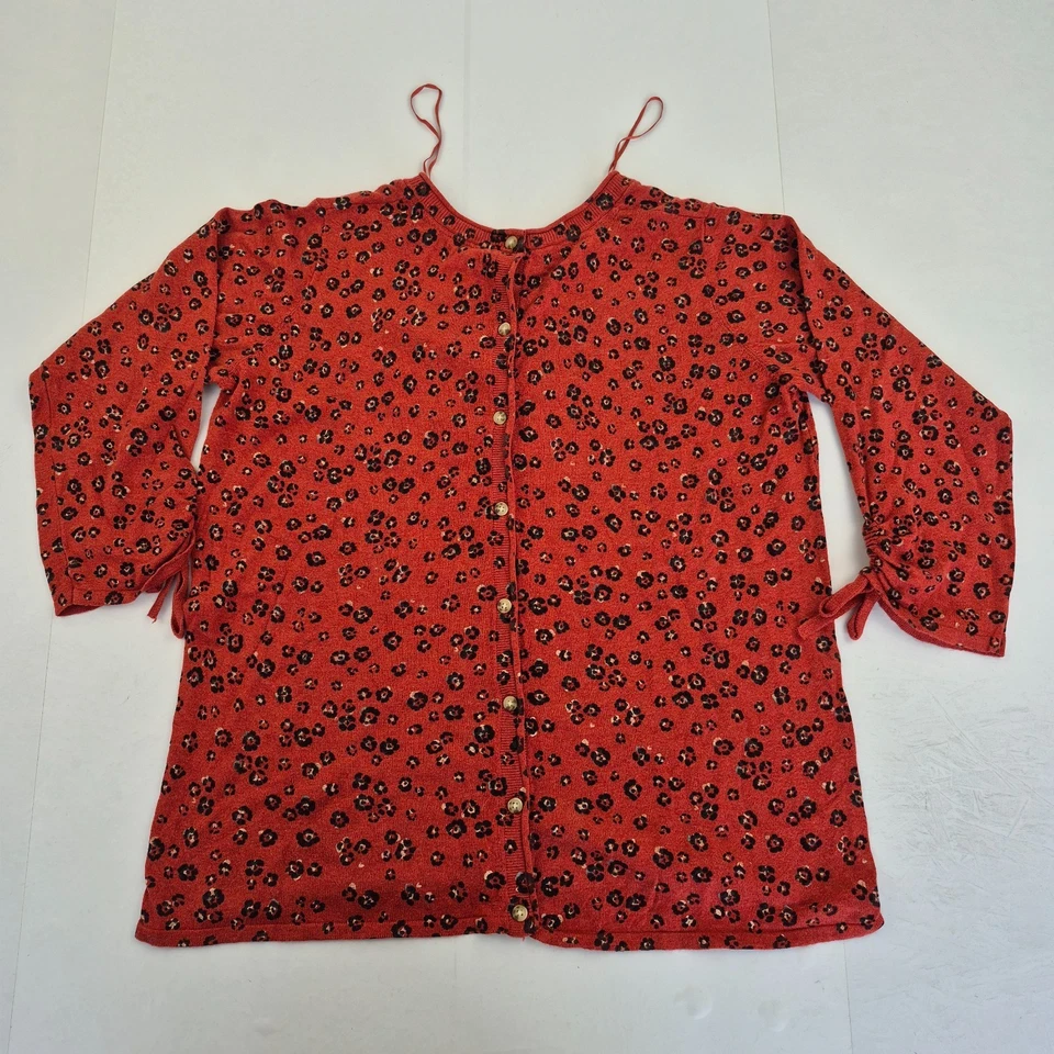 FAT FACE Top 12 Rojo Mujer Manga Larga Estampado Leopardo Tejido Jersey... - Imagen 2 de 4