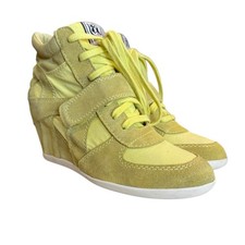 Suede Hidden Wedge Lace Up Ash Bowie Lemon Yellow Sneakers EU 39 US 8.5
