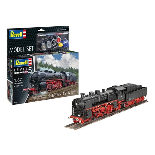 Revell 62168 Modelleisenbahn Bausatz Schnellzuglok S3/6 BR 18(5) mit Tender 1:87 | Condition: New