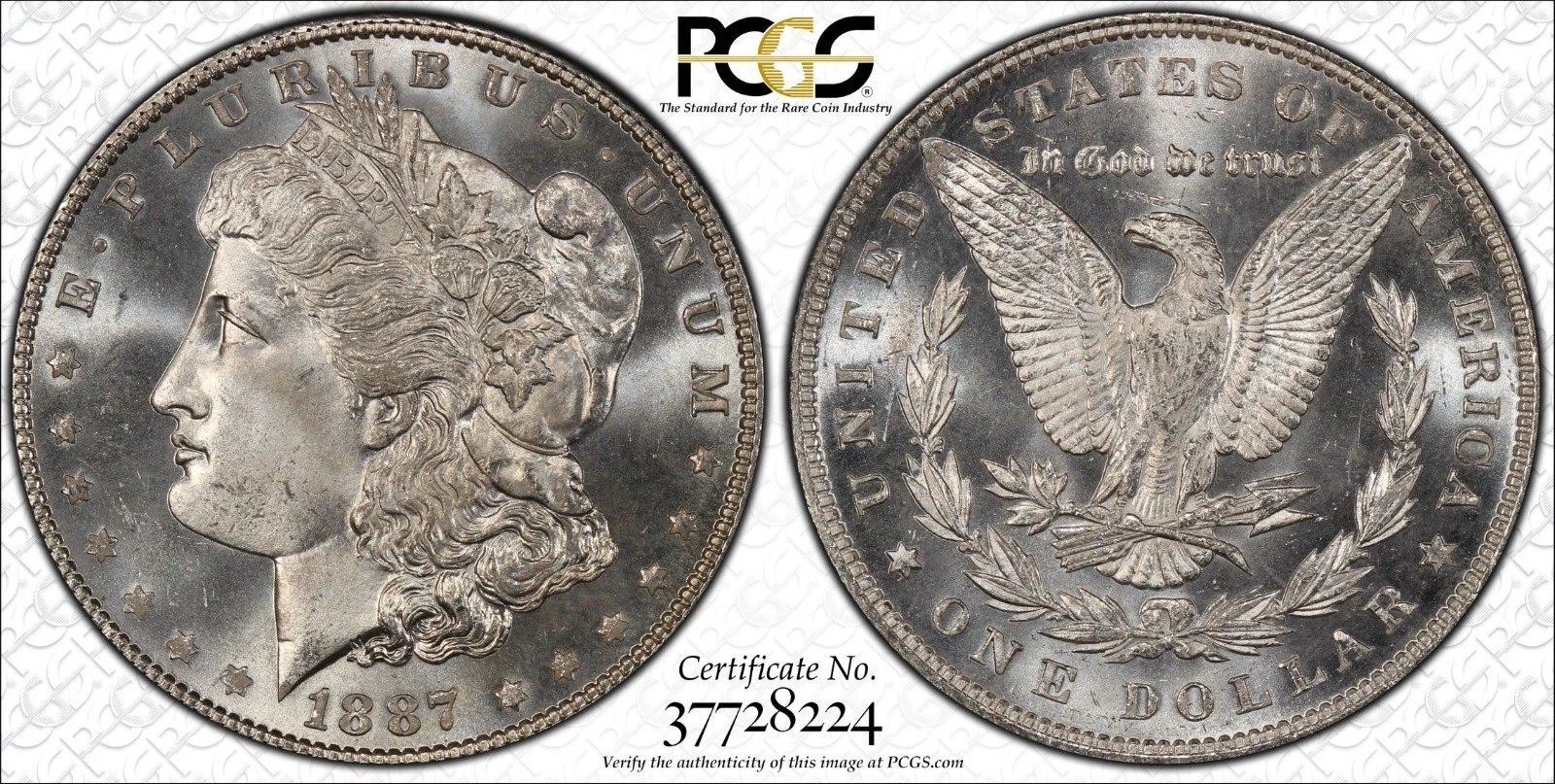 1887/6 Morgan Dollar Overdate PCGS MS66 CAC  PQ Semi-PL Ex: Illinois Set Top Pop