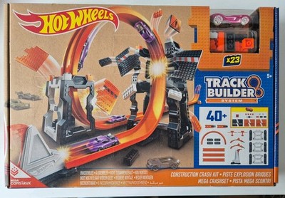 Hot Wheels Track Builder System   Construction Crash Kit Mega Construx+Fahrzeug